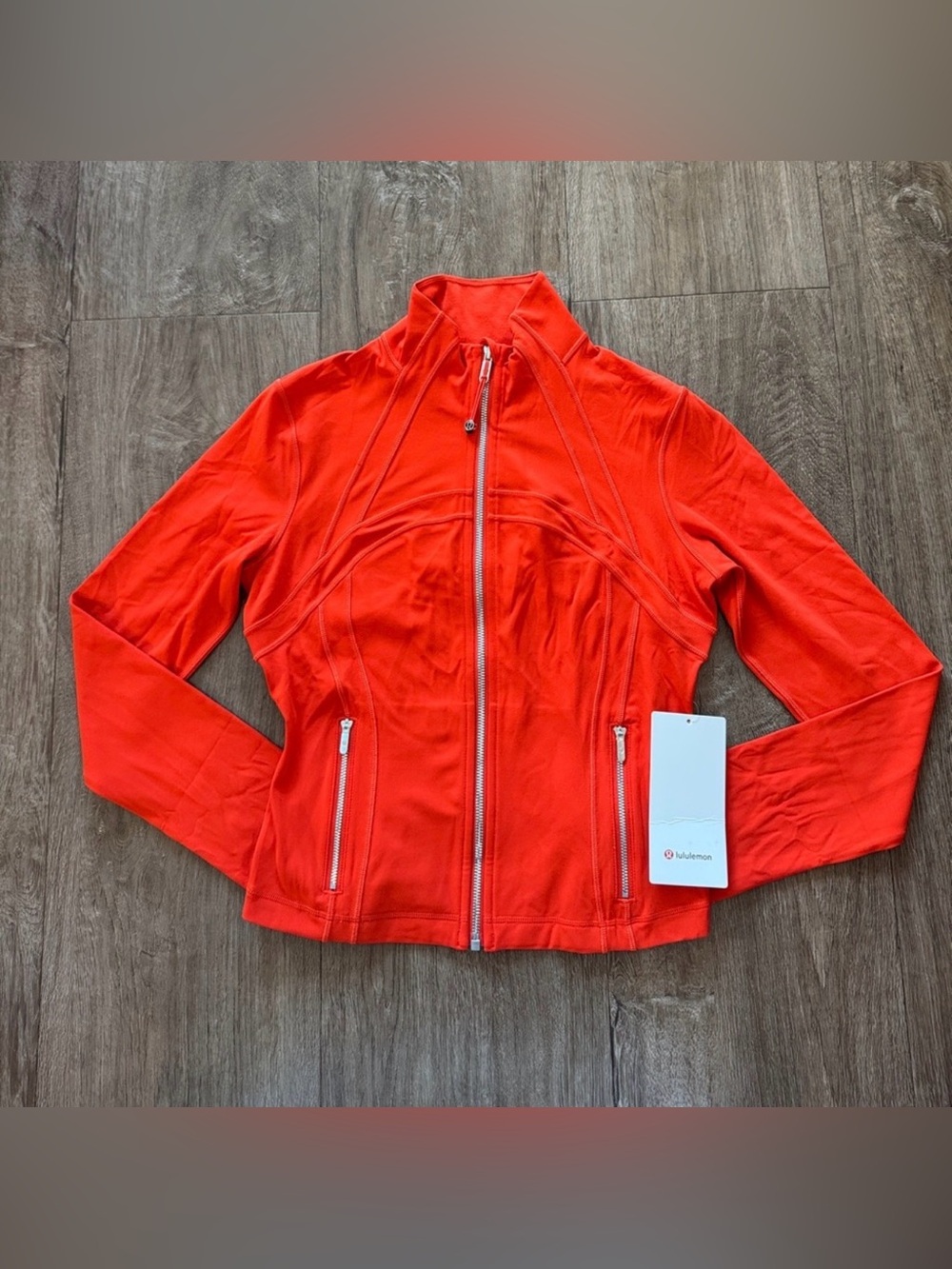 Lululemon Define Cropped Jacket Nulu Cherry Ember Mirror Silver Size 8 NWT  ❤️